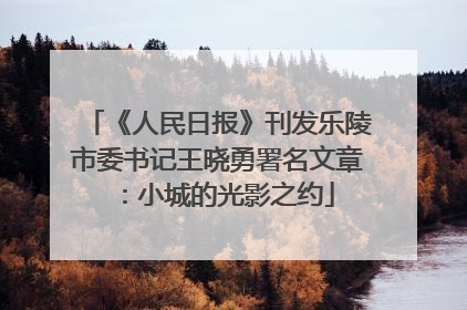 《人民日报》刊发乐陵市委书记王晓勇署名文章：小城的光影之约