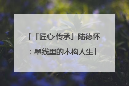 「匠心·传承」陆德怀：墨线里的木构人生