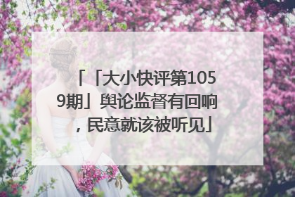 「大小快评第1059期」舆论监督有回响，民意就该被听见
