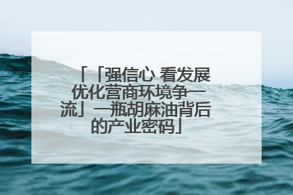 「强信心 看发展 优化营商环境争一流」一瓶胡麻油背后的产业密码