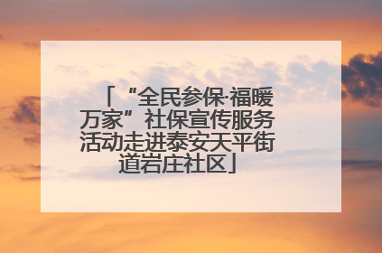 “全民参保·福暖万家”社保宣传服务活动走进泰安天平街道岩庄社区
