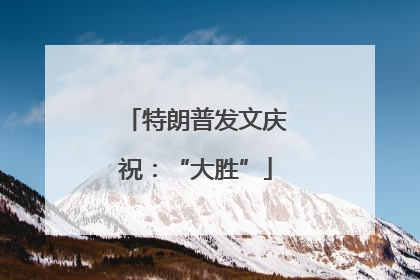 特朗普发文庆祝：“大胜”