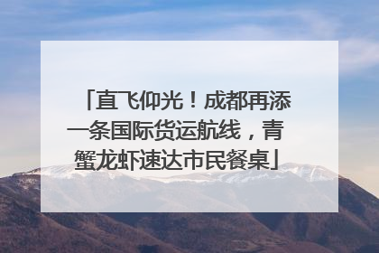 直飞仰光！成都再添一条国际货运航线，青蟹龙虾速达市民餐桌