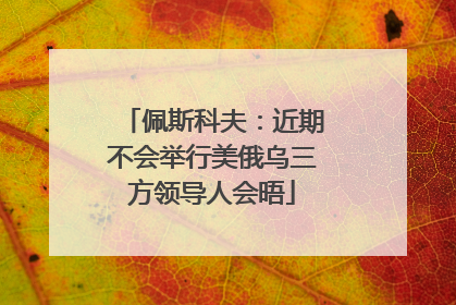 佩斯科夫：近期不会举行美俄乌三方领导人会晤