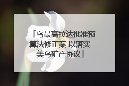 乌最高拉达批准预算法修正案 以落实美乌矿产协议