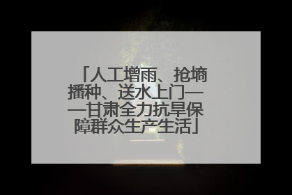 人工增雨、抢墒播种、送水上门——甘肃全力抗旱保障群众生产生活