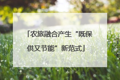 农旅融合产生“既保供又节能”新范式