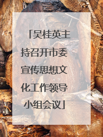 吴桂英主持召开市委宣传思想文化工作领导小组会议