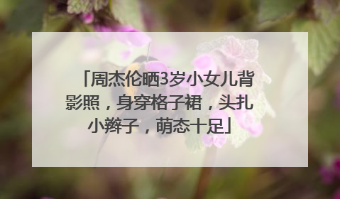 周杰伦晒3岁小女儿背影照，身穿格子裙，头扎小辫子，萌态十足
