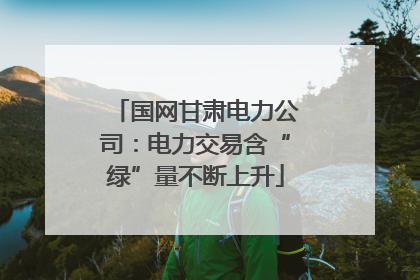 国网甘肃电力公司：电力交易含“绿”量不断上升