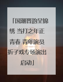 国潮晋韵呈锦绣 当打之年正青春 青年演员折子戏专场演出启动