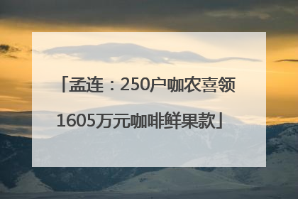 孟连：250户咖农喜领1605万元咖啡鲜果款
