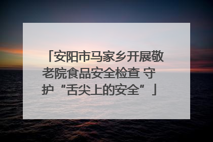 安阳市马家乡开展敬老院食品安全检查 守护“舌尖上的安全”