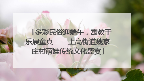 多彩民俗迎端午，寓教于乐展童真——上高街道魏家庄村萌娃传统文化盛宴