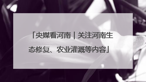 央媒看河南｜关注河南生态修复、农业灌溉等内容