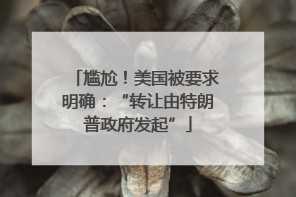 尴尬！美国被要求明确：“转让由特朗普政府发起”