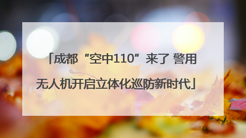 成都“空中110”来了 警用无人机开启立体化巡防新时代
