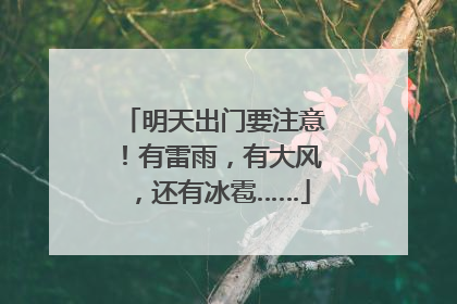 明天出门要注意！有雷雨，有大风，还有冰雹……