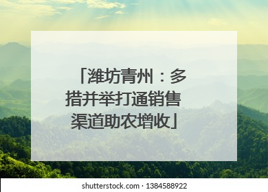 潍坊青州：多措并举打通销售渠道助农增收
