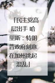 民主党高层出手 哈里斯：特朗普政府刻意在加州挑起混乱