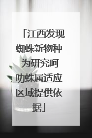 江西发现蜘蛛新物种 为研究呵叻蛛属适应区域提供依据