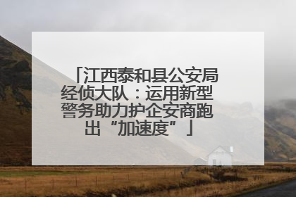 江西泰和县公安局经侦大队：运用新型警务助力护企安商跑出“加速度”