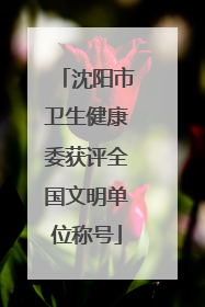 沈阳市卫生健康委获评全国文明单位称号