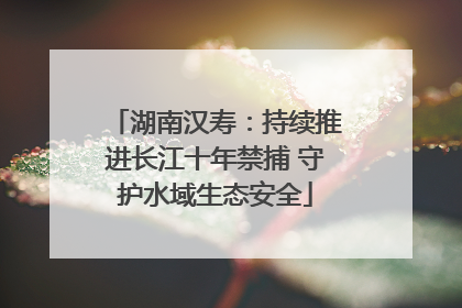 湖南汉寿：持续推进长江十年禁捕 守护水域生态安全