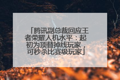 腾讯副总裁回应王者荣耀人机水平：起初为顶替掉线玩家，可秒杀比赛级玩家