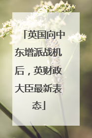 英国向中东增派战机后，英财政大臣最新表态