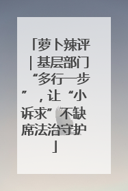萝卜辣评｜基层部门“多行一步”，让“小诉求”不缺席法治守护
