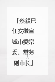蔡毅已任安徽宣城市委常委、常务副市长