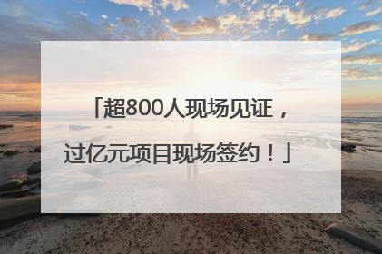 超800人现场见证，过亿元项目现场签约！