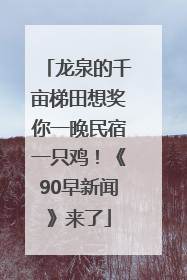 龙泉的千亩梯田想奖你一晚民宿一只鸡！《90早新闻》来了