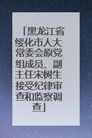 黑龙江省绥化市人大常委会原党组成员、副主任宋树生接受纪律审查和监察调查