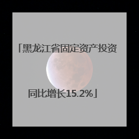 黑龙江省固定资产投资同比增长15.2%