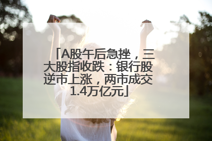 A股午后急挫，三大股指收跌：银行股逆市上涨，两市成交1.4万亿元